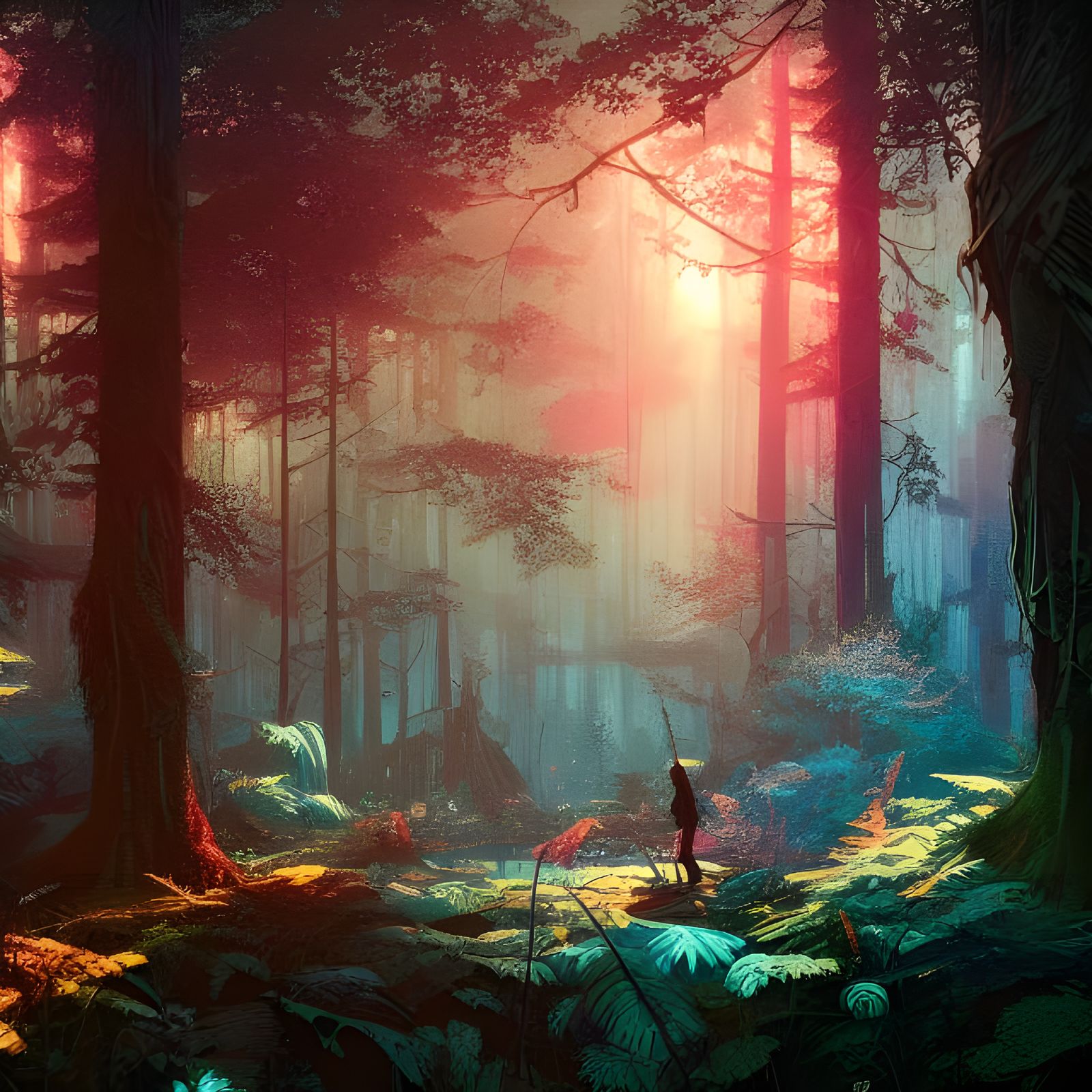Fantasy Forest Scene: Volumetric Lighting, Detailed Concept ...