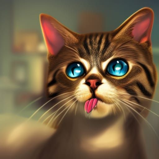 Hyperrealistic Humanoid Cat in Splash Art Style