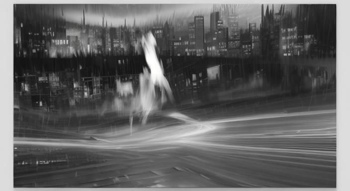 Abstract Expressionist Collage in Monochromatic Palette