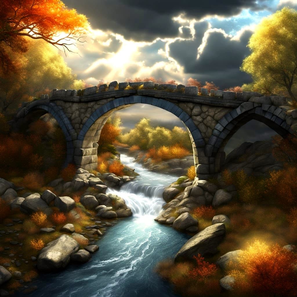 Ancient Stone Bridge Over Wilderness Cleft