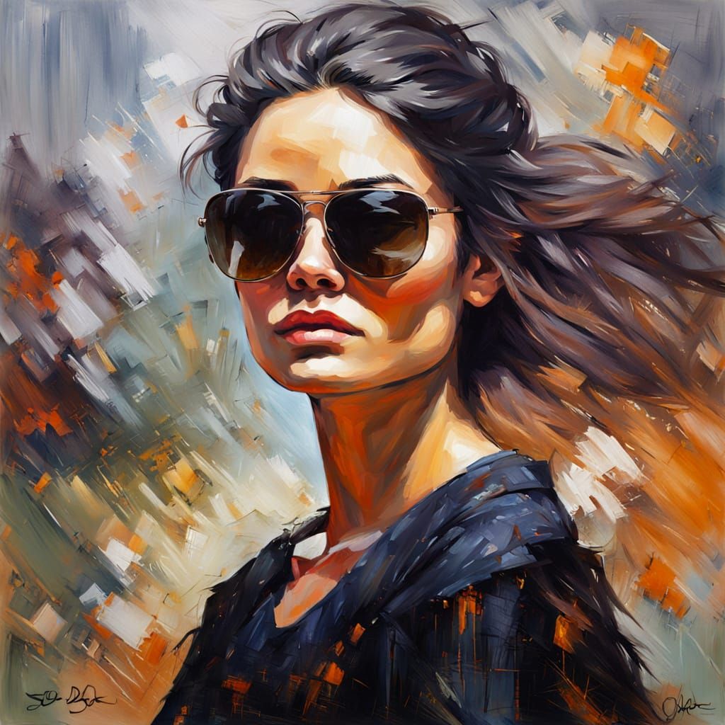 Impressionistic Oil Painting of a Person with Sunglasses