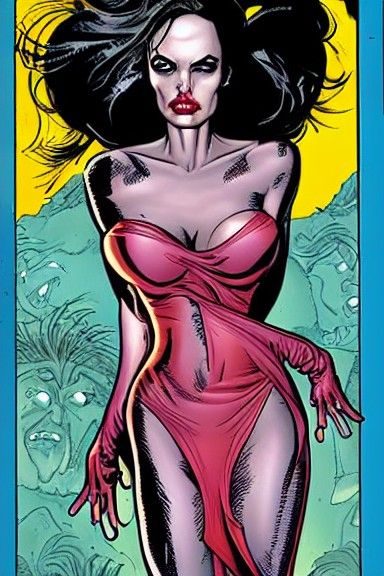 Comic Book Horror Art Featuring Angelina Jolie