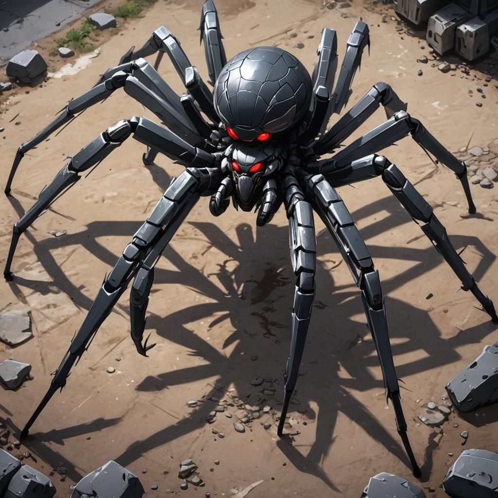 Armored Agile Giant Spider in Anime Style
