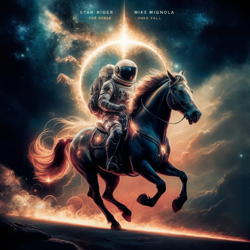 Cosmic Star Rider in Sci-Fi Comic Style