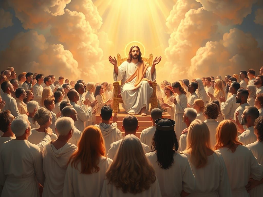 Worshipful Scene of Jesus: A Realistic Oil Painting