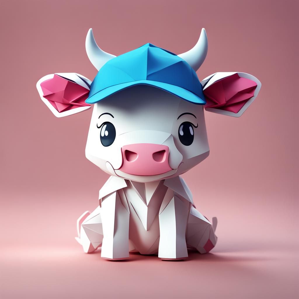 Cute Kawaii Baby Cow in Anime Style