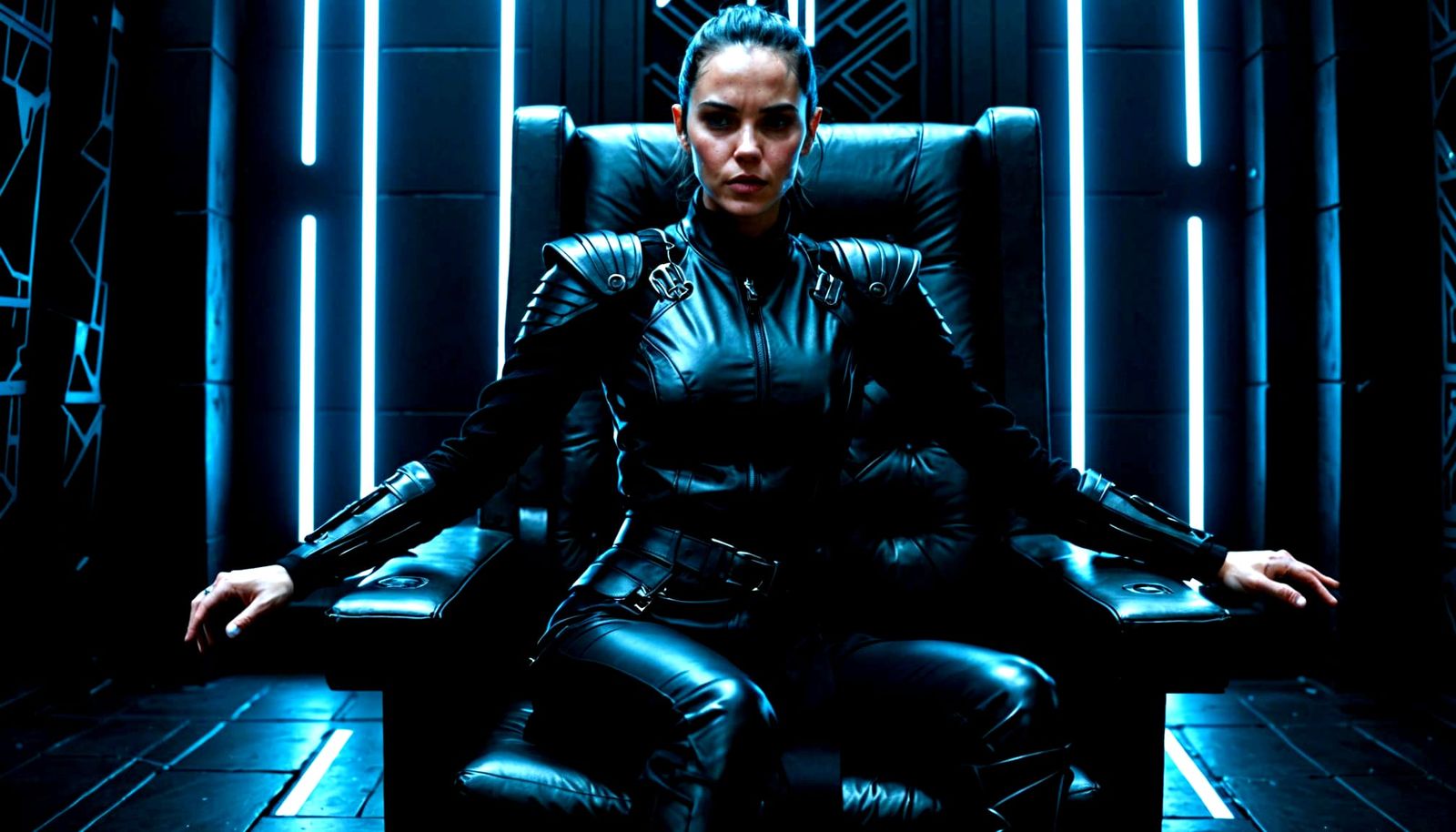 Rey as Sith in Dark, Majestic Black Leather Attire