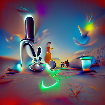 Cartoon Characters Share Joint in Surreal 3D Neon