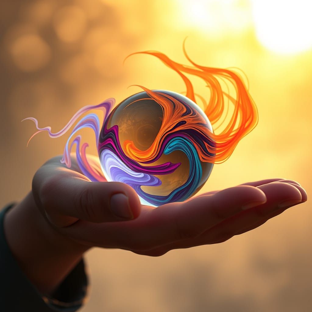 Surreal Sphere in Golden Hour Light