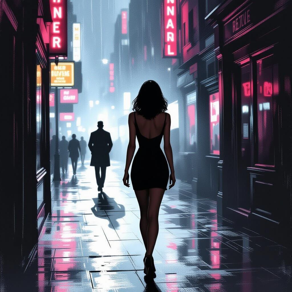 Woman Followed After Nightclub in Film Noir Style