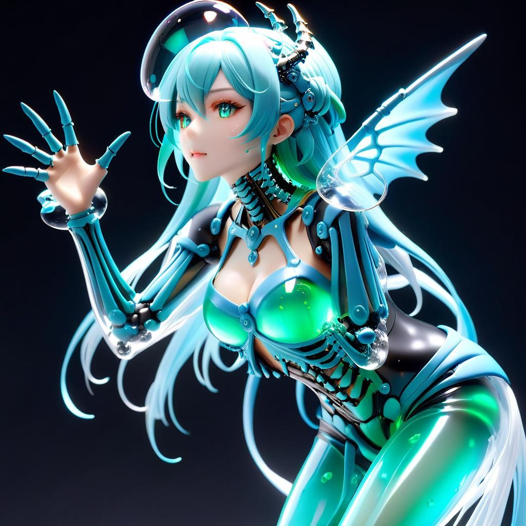 Dragon Girl Chimera with Metal Skeleton and Slime Body