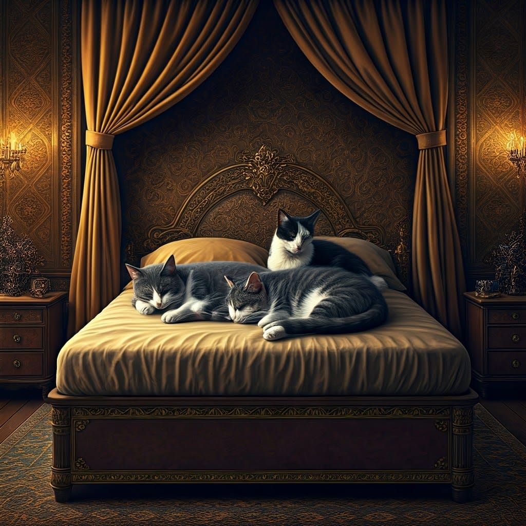 Serene Feline Scene in Dreamlike Matte Painting