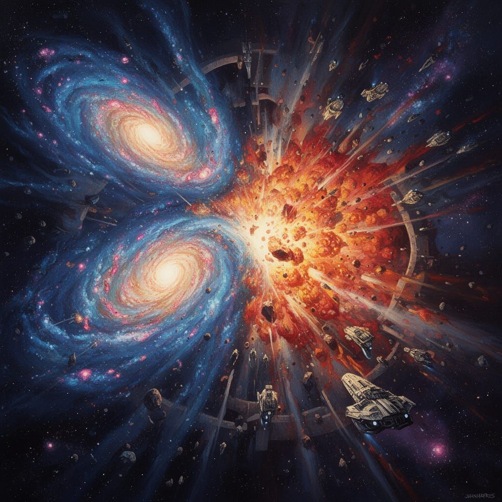 Galaxies Collide Through Portal in Cosmic Explosion