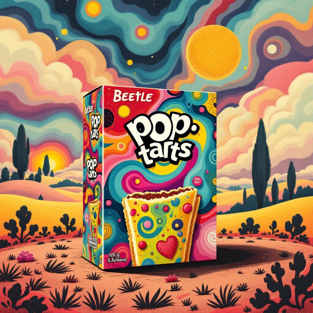 Beetle Pop-Tarts Box Art in Whimsical Style