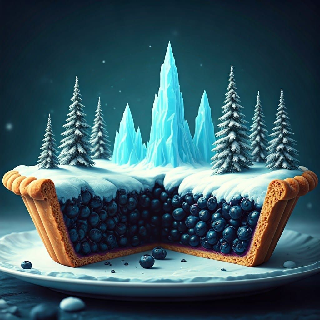 Winter Wonderland on Blueberry Pie, Digital Matte Painting