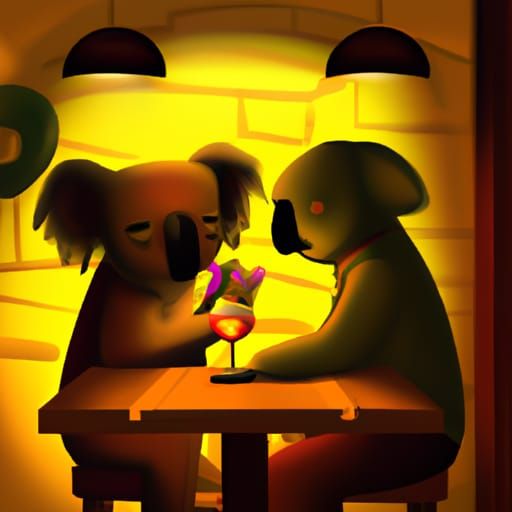 Candlelit Night in a Bar with a Koala
