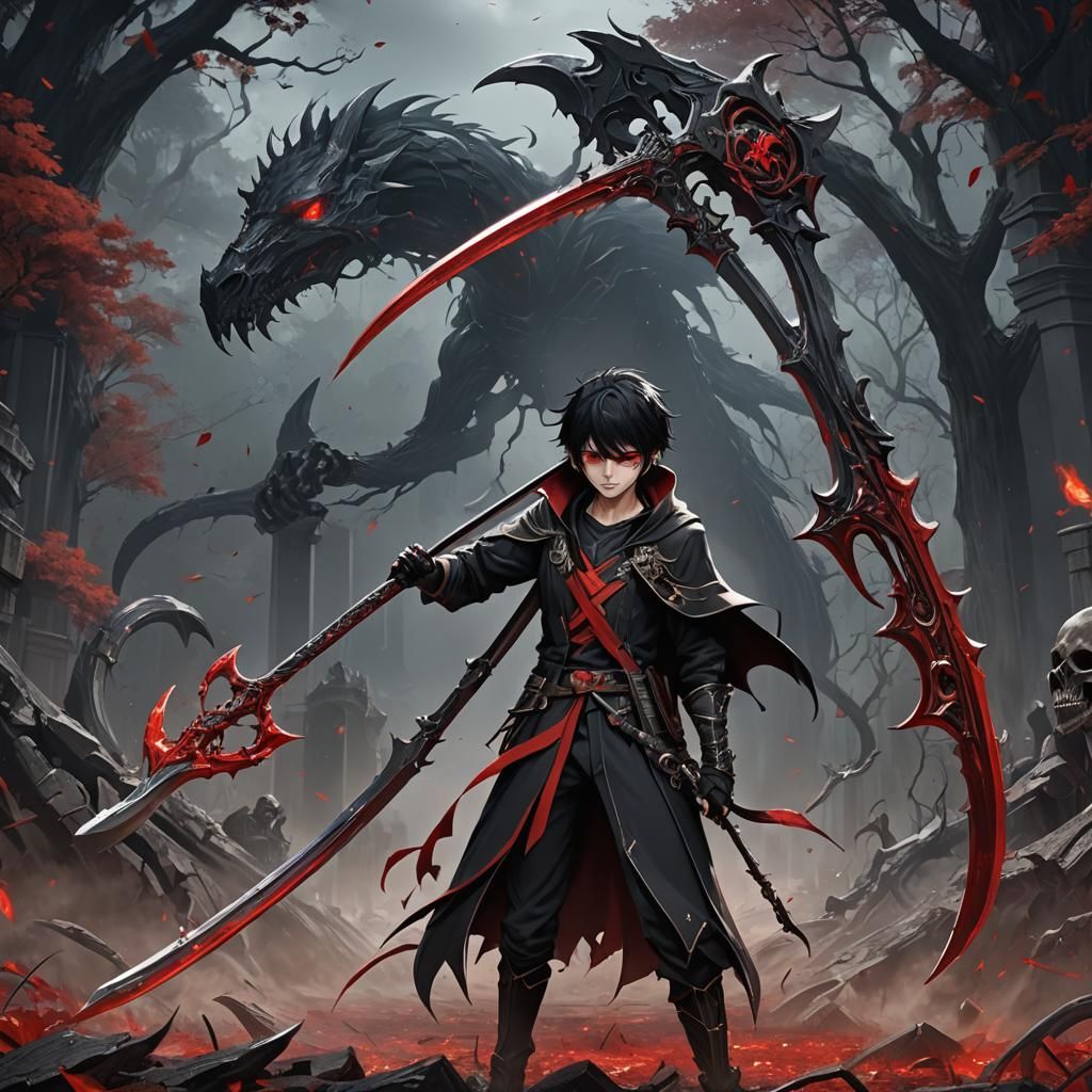 Anime Boy with Scythe of Death