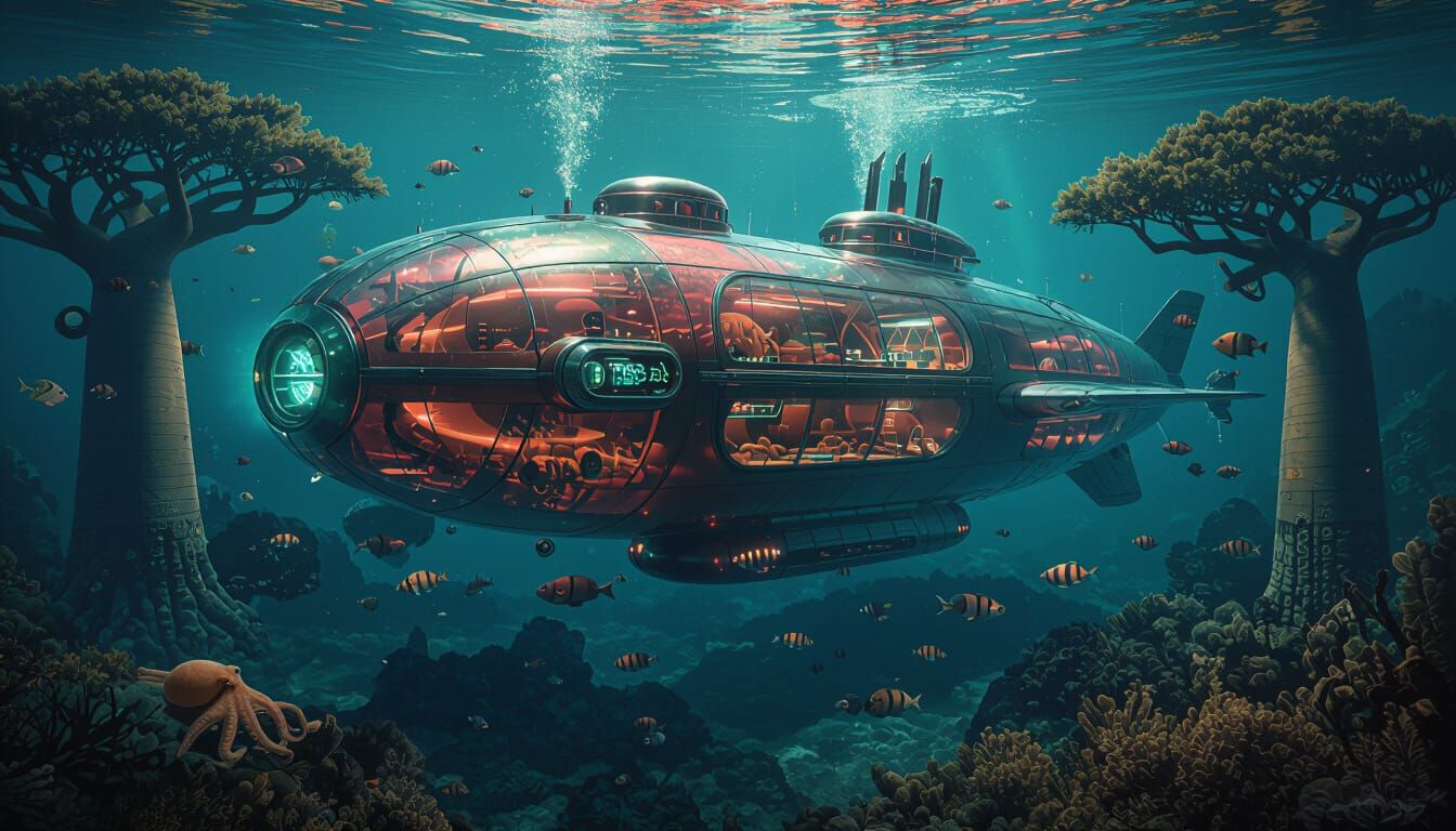 Futuristic Underwater Metropolis with Organic Structures