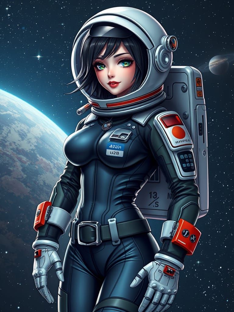 Atom-Punk Astronaut Girl in 1940s Style, 3D Anime Art