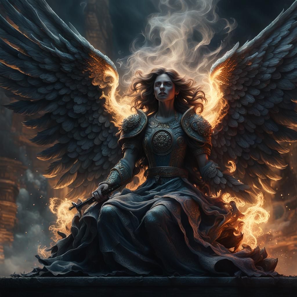 Smoke Angel in Dark Fantasy Style