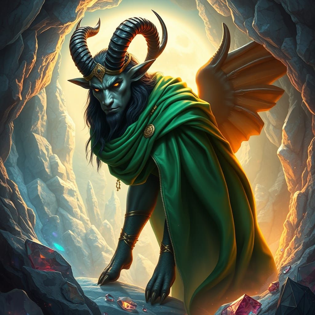 Satyr in Silver Grotto: A High Fantasy Scene