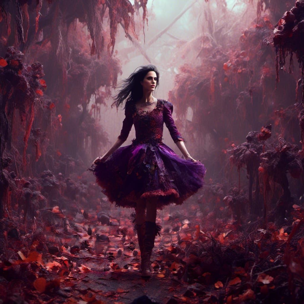 Eva Green as Cheerleader in Dark Fantasy Art
