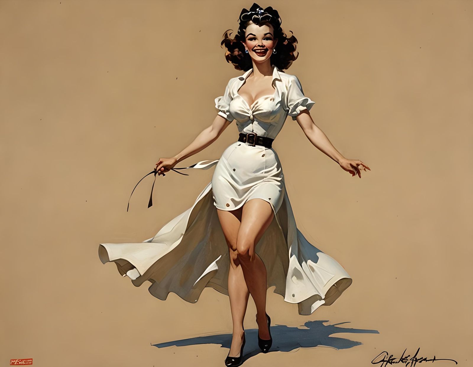 Portrait of a Gorgeous Woman in Pin-Up Style