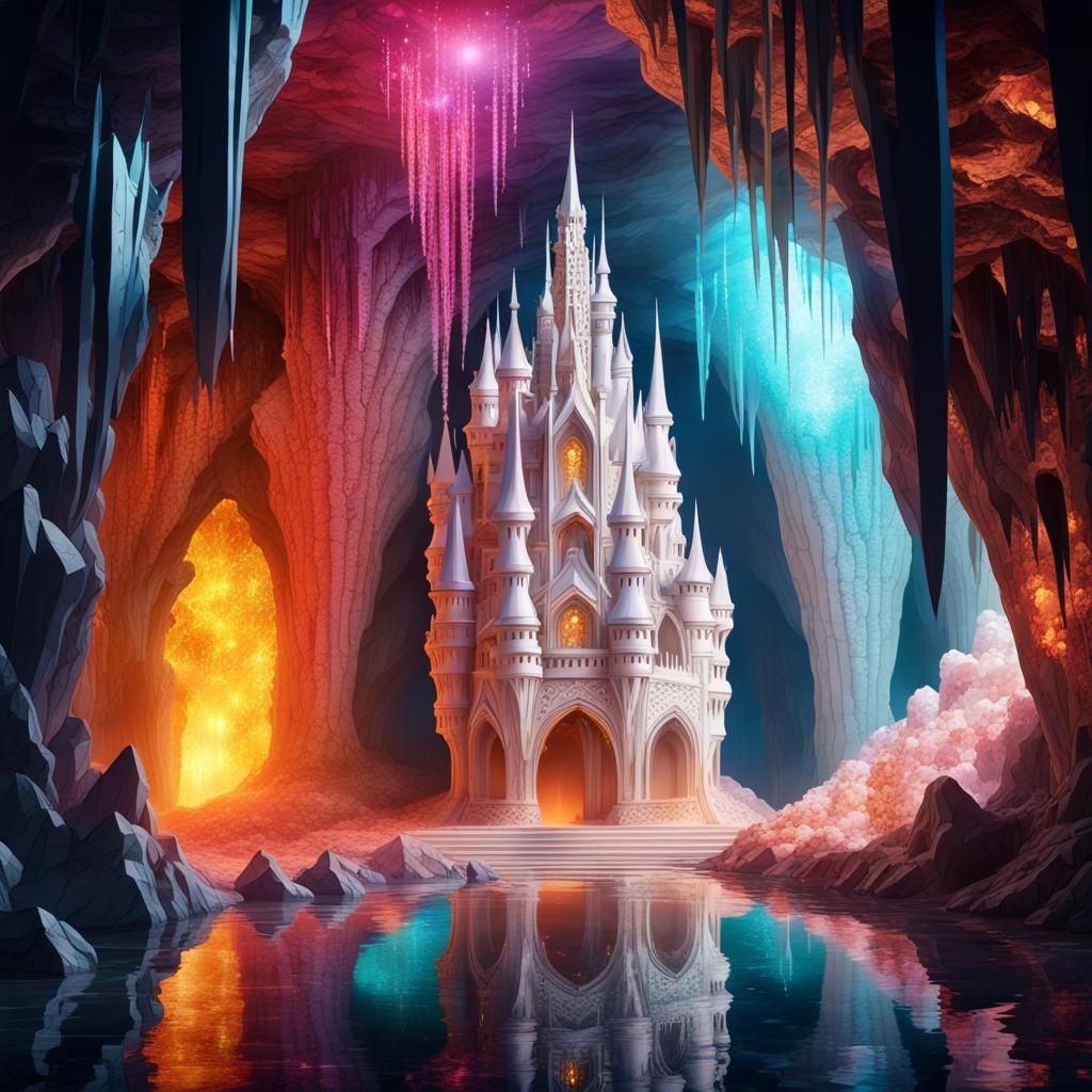 Crystal Castle in a Sparkling Cave