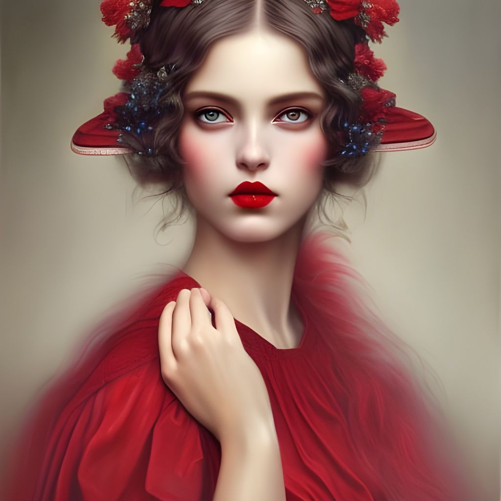 Beautiful Woman in Lavender Dress, Digital Oil Painting