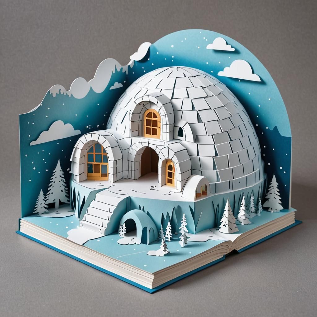 Intricate Pop-Up Book of an Igloo