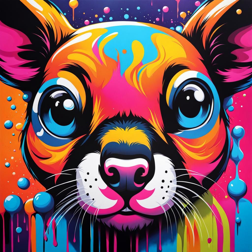 Cute Animals in Colorful Graffiti Art Style