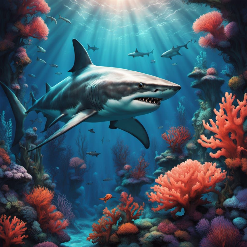 Shark Dryad in Vibrant Coral Reef