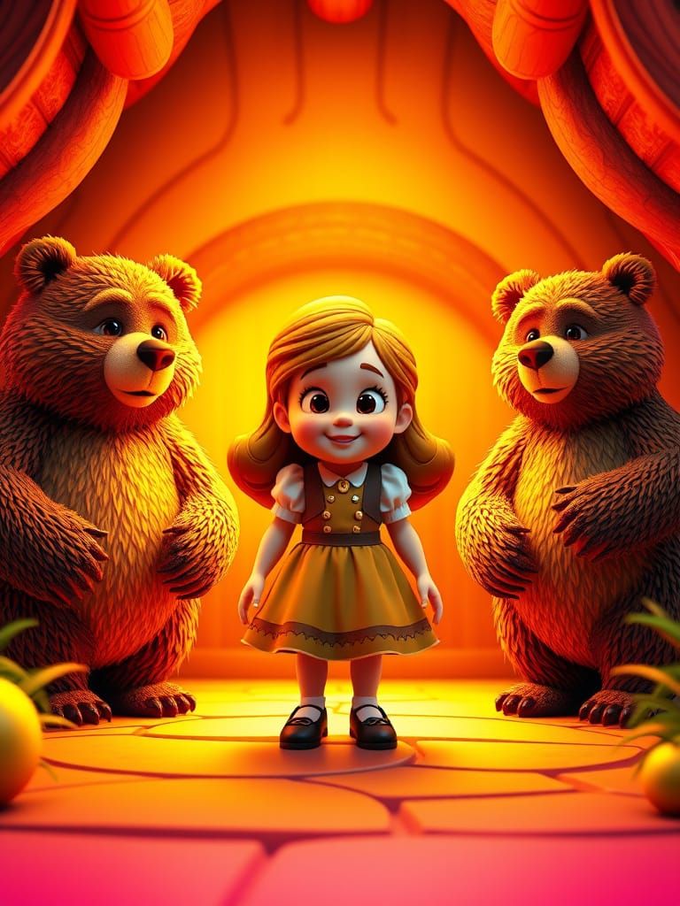 Whimsical Cartoon Adventure: Goldilocks in the Three Bears' ...