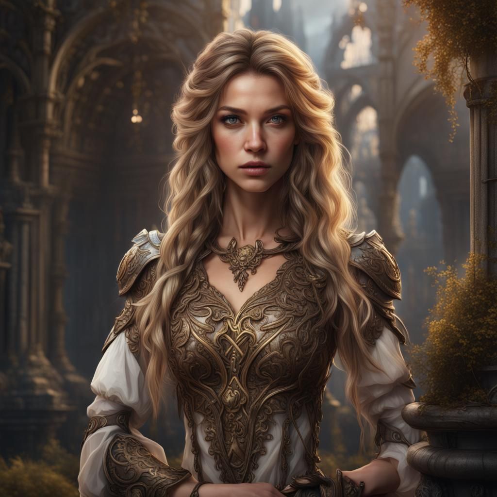 Fantasy Woman with Blonde Highlights: Digital Art