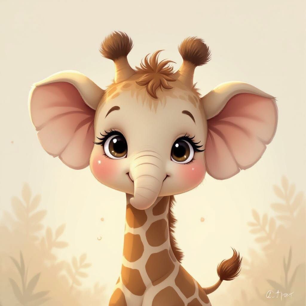 Adorable Elephant Giraffe Hybrid with Cute Eyes