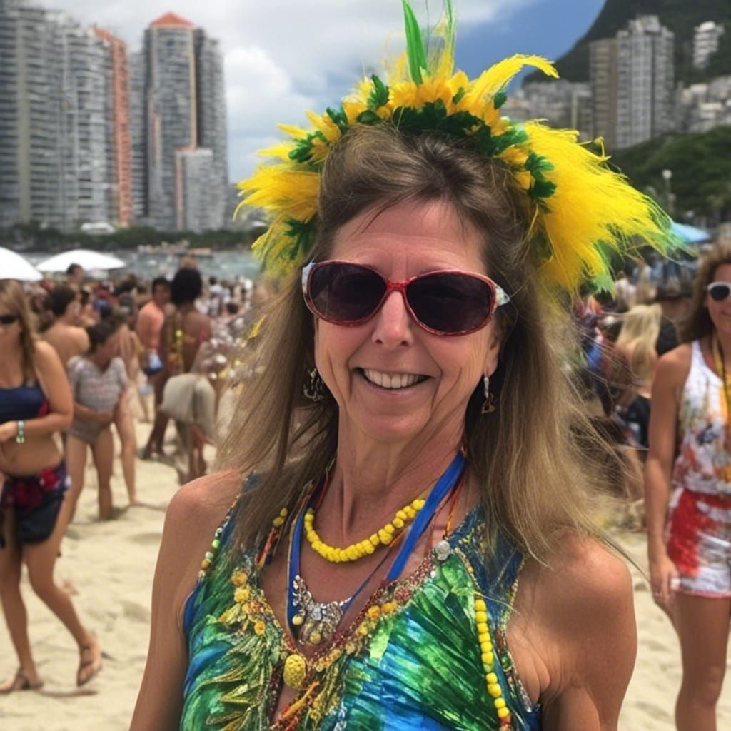 Brazilian Girl Dancing Samba on Copacabana Beach