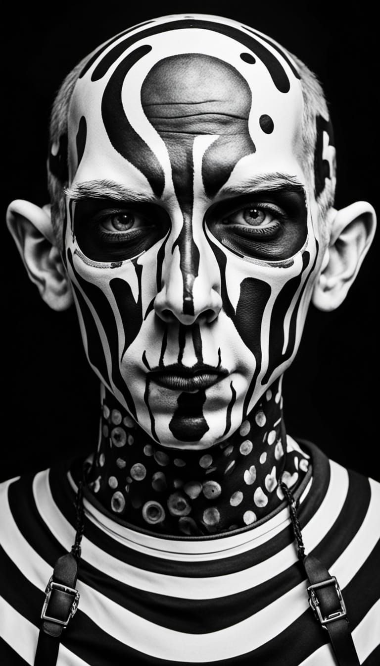 Hyperrealist Portrait of a Man in Black and White