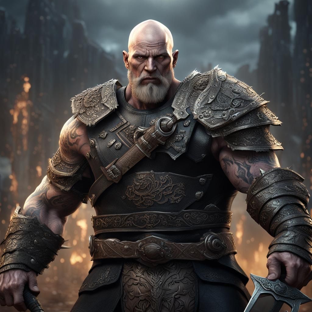 Fantasy Goliath Barbarian with Sword in Matte Painting