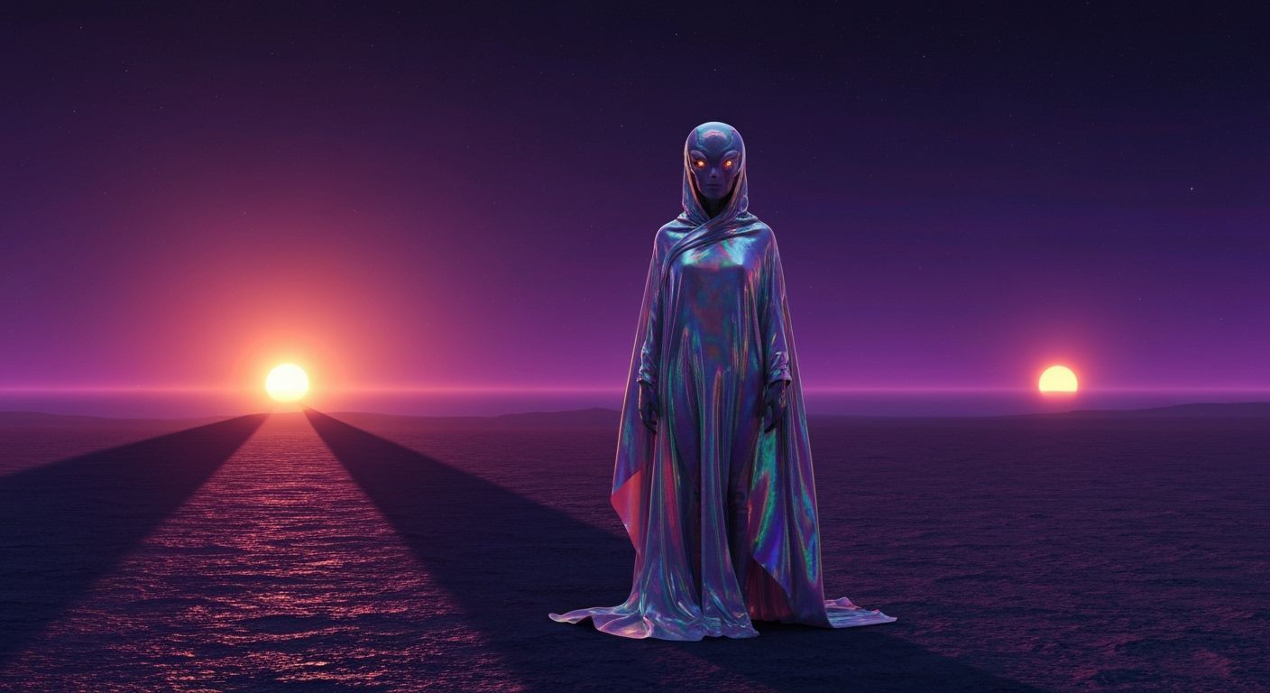 Alien Traveler on Planet with Two Suns