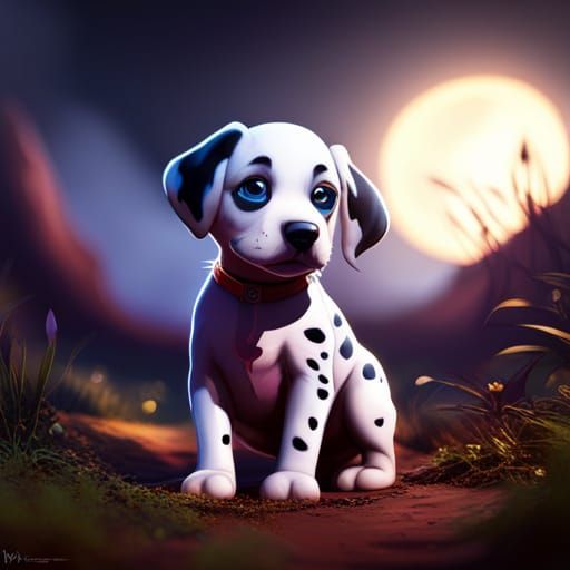 Fantastical Dalmatian Puppy in Detailed Digital Painting