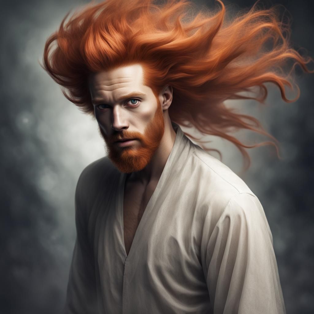 Ethereal Ginger Ghost with Flowing Hair