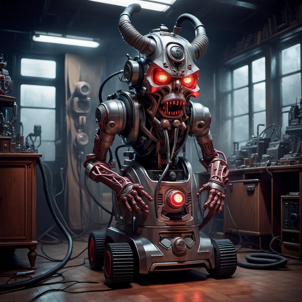 Electric Vacuum Cleaner Demon: Sci-Fi Artwork