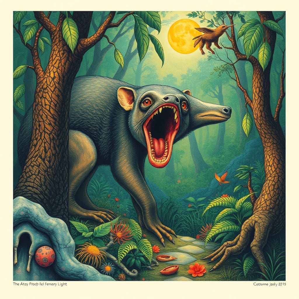 Jungle Surprise Tapir Uncanny Dreamscape Fractal Whimsical Color-shifting Max Ernst