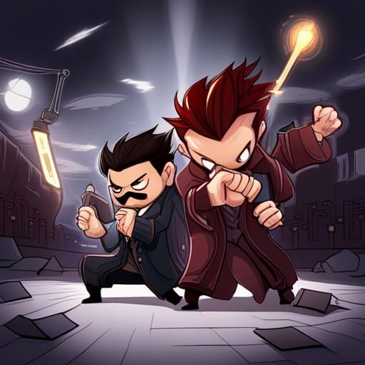 Chibi Anime Wrestling Match in Court