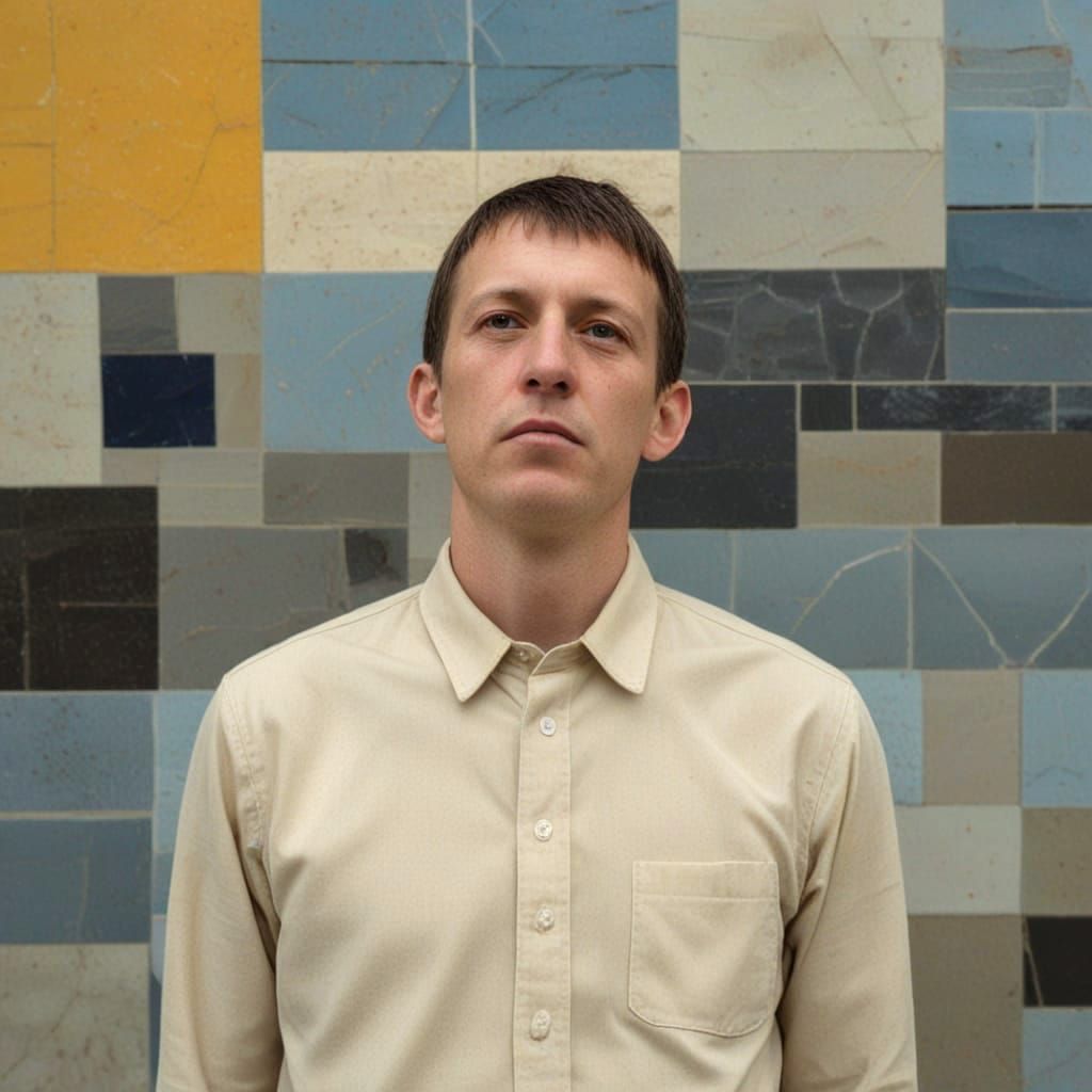 Punk Rock Musician in Abstract Mosaic Collage