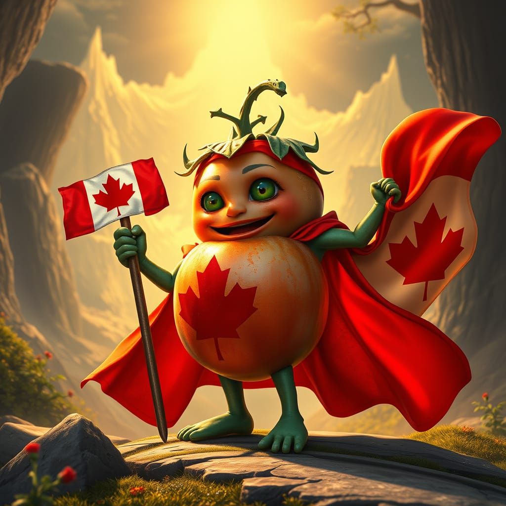 Majestic Tomato Hero with Canada Flag Cape
