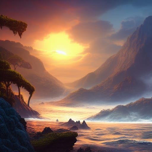 Ocean Sunrise: Detailed Matte Painting in Unreal Engine
