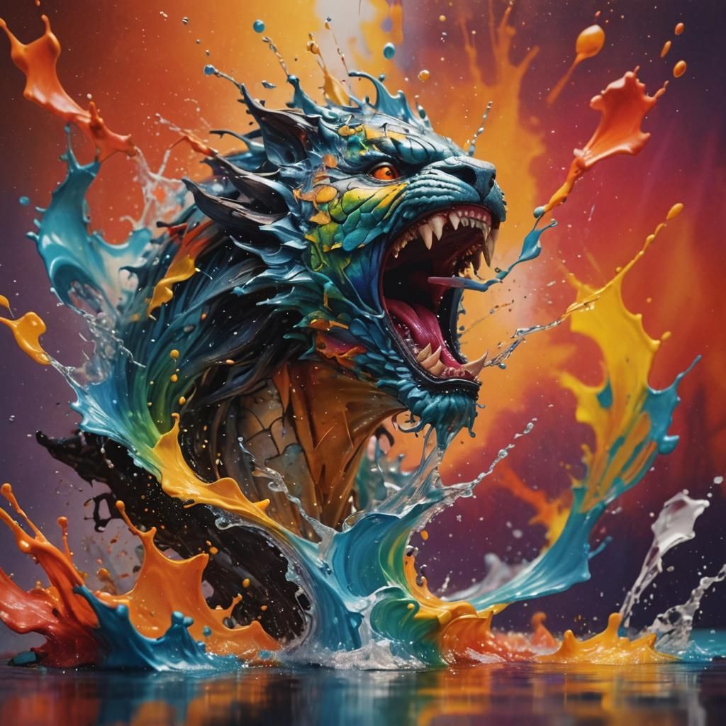 Dramatic Portrait with Colorful Splash Art Background