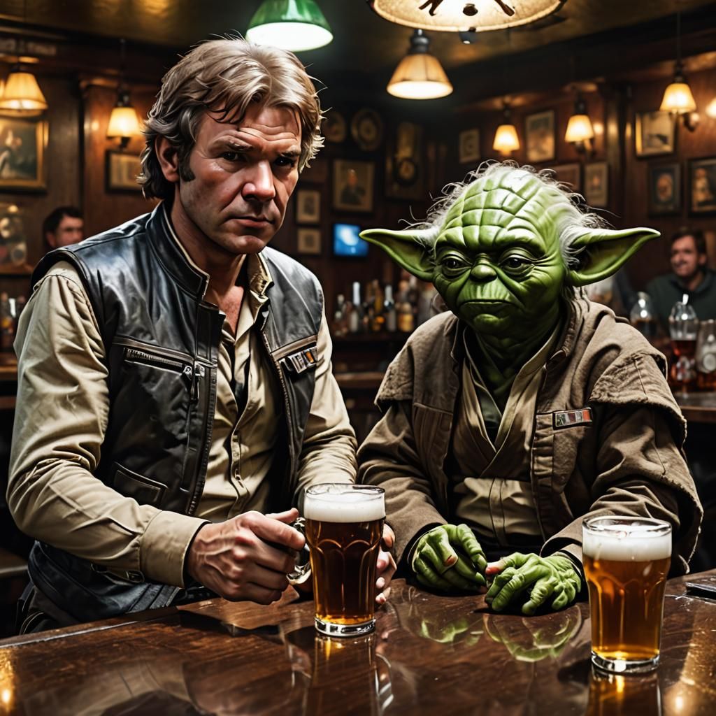 Han Solo and Yoda in Irish Pub, 4K