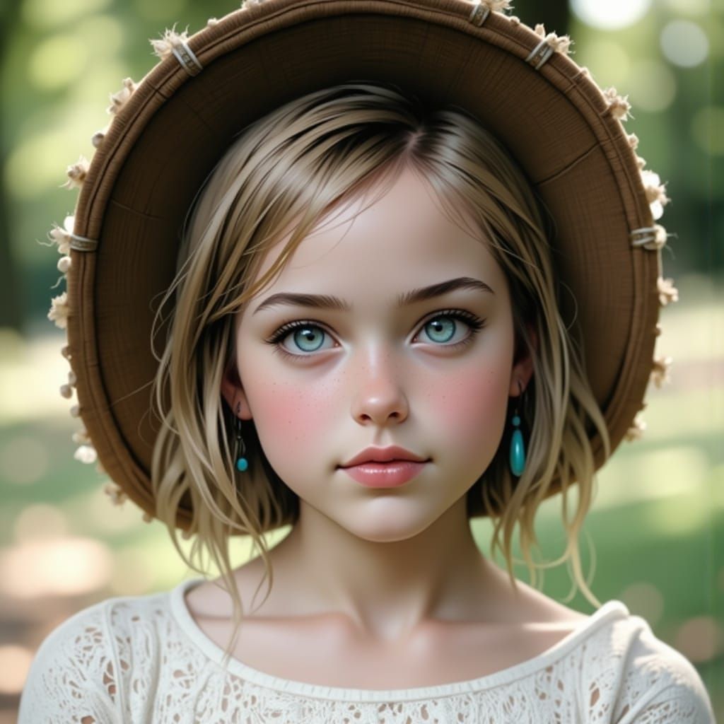 Elegant Woman with Blonde Hair and Lace Dress